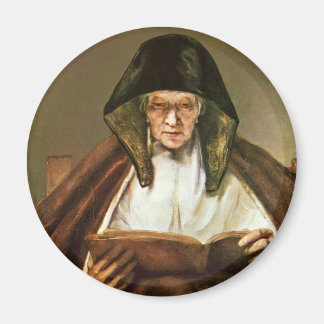 Alte Frau lesend, von Rembrandt Harmensz. Van Magnet
