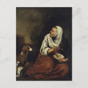 Alte Frau mit Hund Postkarte