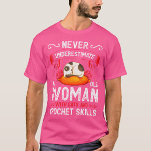 Alte Frau mit Katzen Häkelfähigkeiten Lustiges Häk T-Shirt