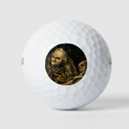 Alte Frau mit Skelett (Tod) (Francisco Goya) Golfball
