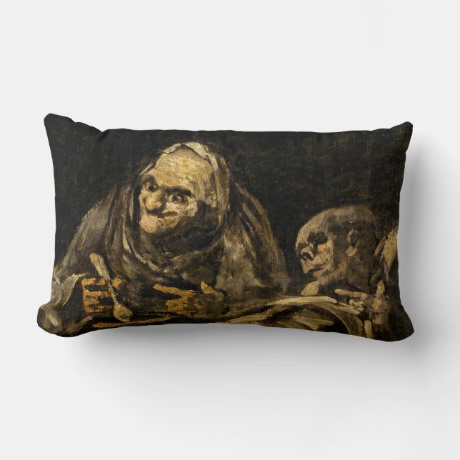 Alte Frau mit Skelett (Tod) (Francisco Goya) Lendenkissen (Vorderseite)