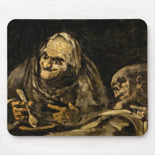 Alte Frau mit Skelett (Tod) (Francisco Goya) Mousepad (Vorne)