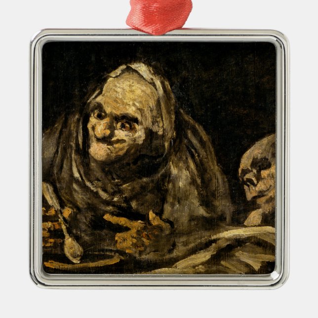 Alte Frau mit Skelett (Tod) (Francisco Goya) Ornament Aus Metall (Vorne)