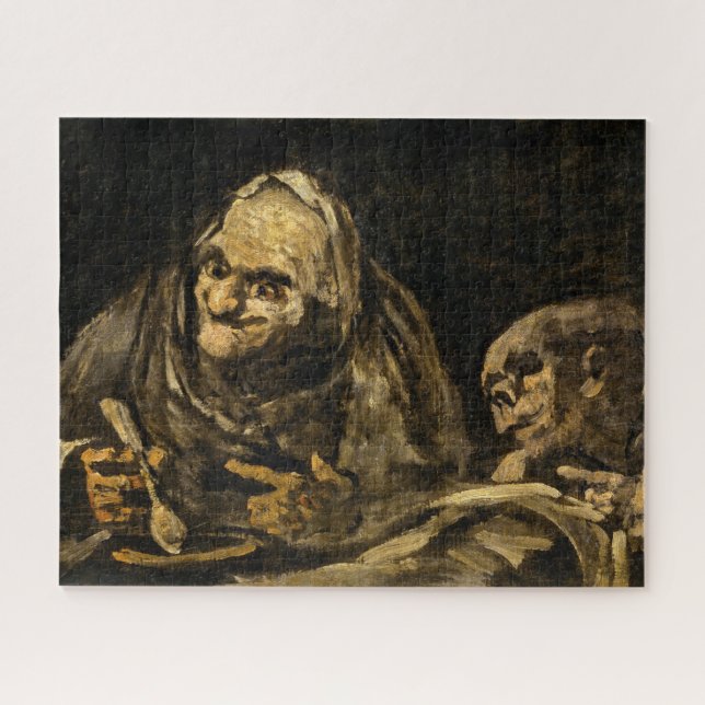 Alte Frau mit Skelett (Tod) (Francisco Goya) Puzzle (Horizontal)