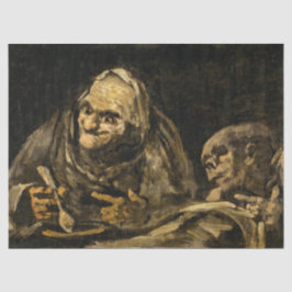 Alte Frau mit Skelett (Tod) (Francisco Goya) Seidenpapier