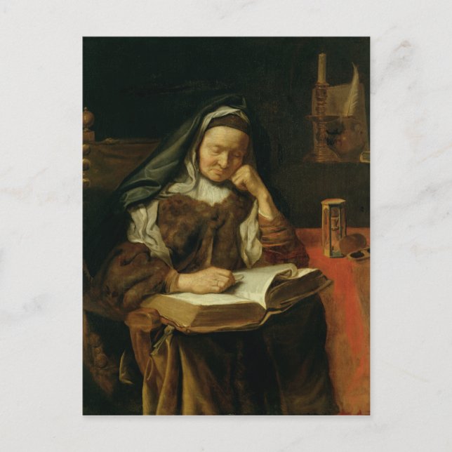 Alte Frau schlafen Postkarte (Vorderseite)