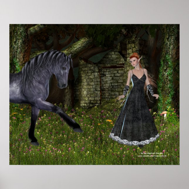 'Alte Freunde' - Elf & Black Horse Print/Poster Poster (Vorne)