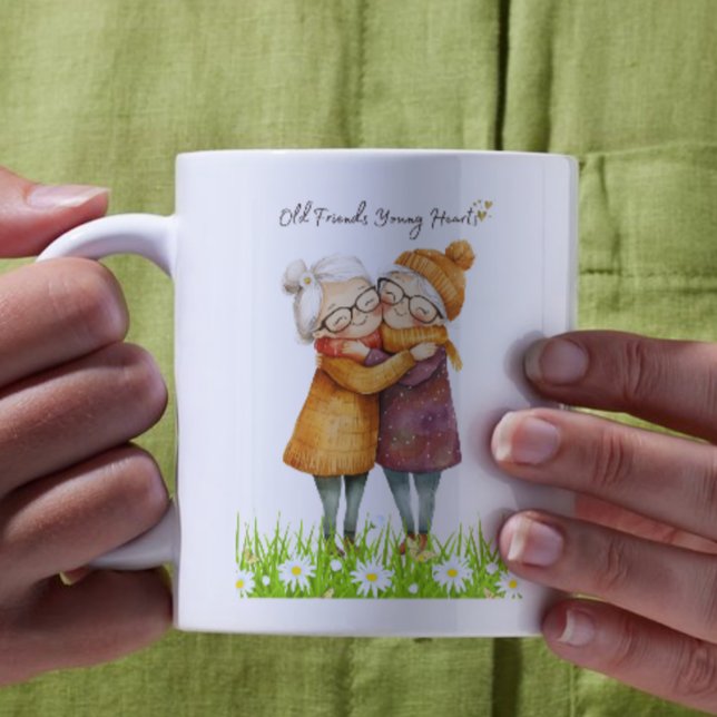 Alte Freunde, Junge Herz-Special-Anleihe-Kaffee-Ta Kaffeetasse (Celebrate the timeless bond of friendship with this beautiful coffee mug featuring two older women)