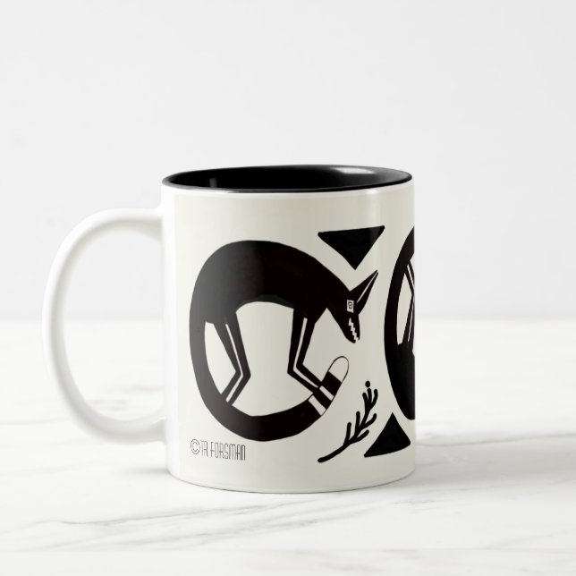 Alte Füchse und Blume auf Sahne-Tasse Zweifarbige Tasse (Links)