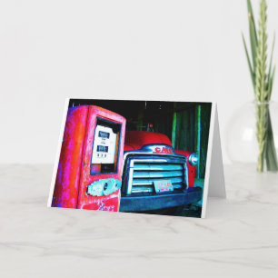 Alte Gas Pumpe u. GMC, die LKW bewirtschaften Karte