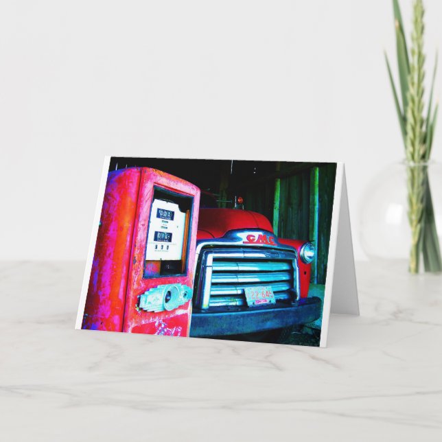 Alte Gas Pumpe u. GMC, die LKW bewirtschaften Karte (Vorderseite)