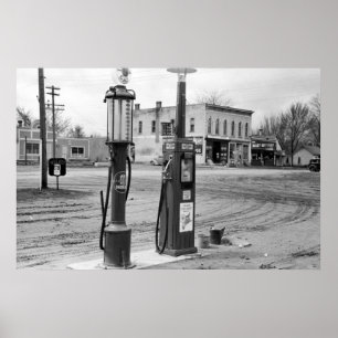 Alte Gasstation Iowa; 1940 Poster