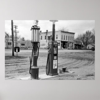 Alte Gasstation Iowa; 1940 Poster