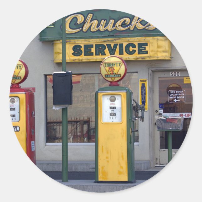 Alte Gasstation Runder Aufkleber (Vorderseite)