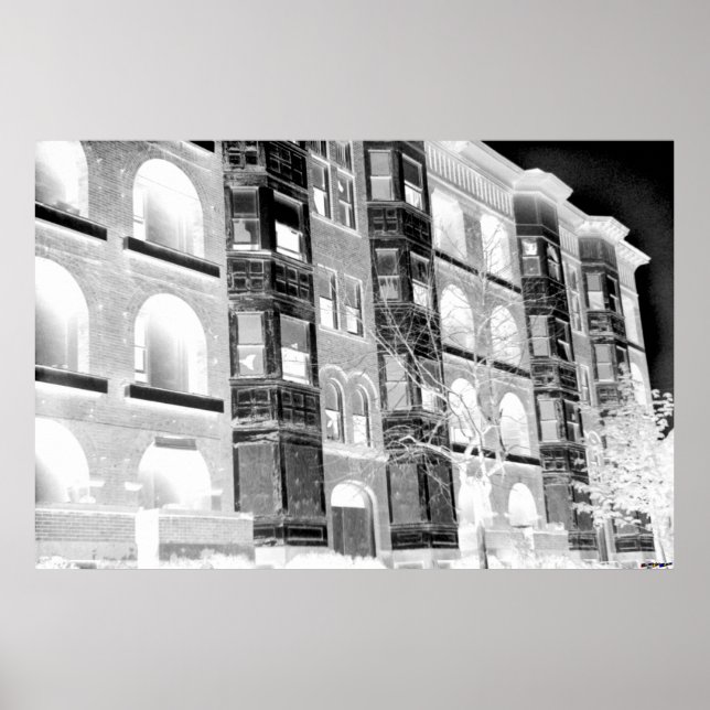 Alte Gebäude B/W - Negativ Poster (Vorne)