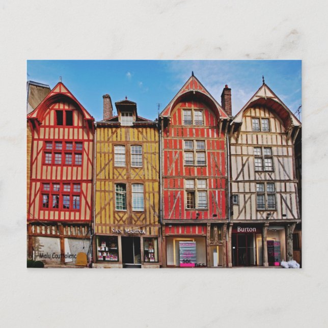 Alte Gebäude in Troyes Frankreich Postkarte (Vorderseite)
