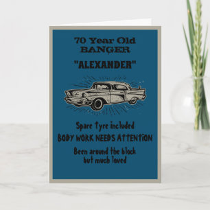 Alte Geburtstagsfeier Joke Vintage Car Funny Pun Karte