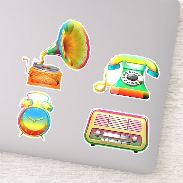 Alte gefärbte Krawatte Vintage Retrotelefonakte Aufkleber (Detail)