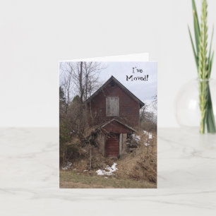 Alte Gehöft-Spaß-Karten-neue Adresse bewegter Ankündigung