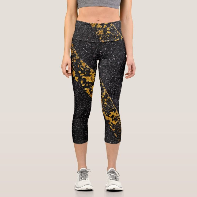 Alte gelbe Linie auf Asphaltstraße Capri Leggings (Vorderseite)