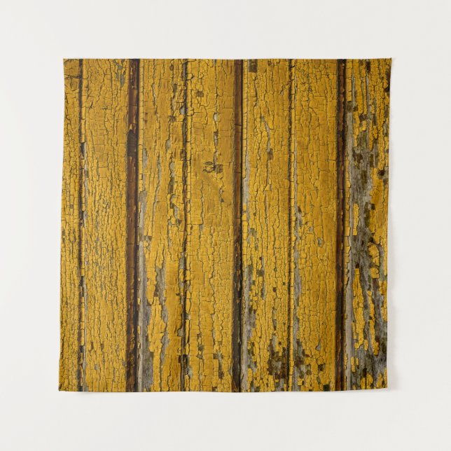 Alte gelbe Tür oder Zaun mit anderer Farbe, nat Wandteppich (Vorderseite)