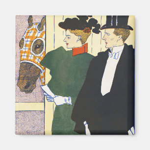 Alte Geldästhetik Vintage Pferderennen Druck Magnet