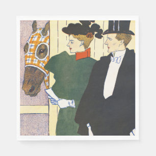 Alte Geldästhetik Vintage Pferderennen Druck Serviette