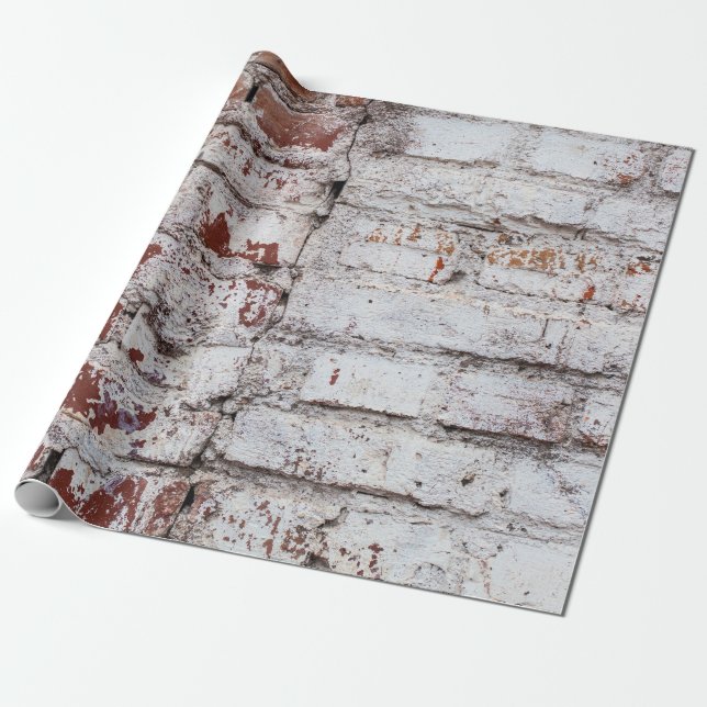 Alte gemalte Ziegelwand mit weißem Peeling Geschenkpapier (Ungerollt)