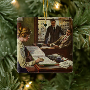 Alte Geschäftssitzung, Büro mit Führungskräften Keramikornament