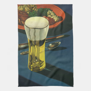 Alte Getränke, Glas Bier, Abendessen Geschirrtuch