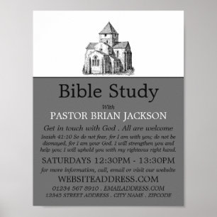 Alte gezeichnete Kirche, Christliche Bibelklassenw Poster