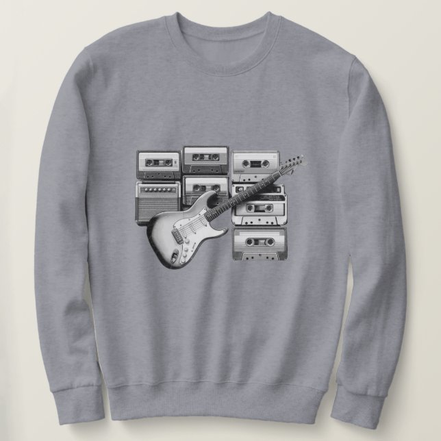 Alte Gitarre und alte Kassetten Sweatshirt (Design vorne)