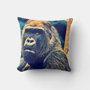 Alte Gorilla Abstrakter Dschungel Kunst Kissen