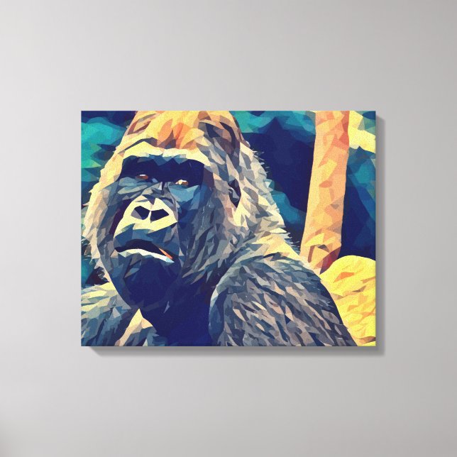 Alte Gorilla Original Abstrakter Dschungel Kunst Leinwanddruck (Vorderseite)