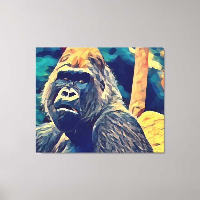 Alte Gorilla Original Abstrakter Dschungel Kunst Leinwanddruck (Vorderseite)
