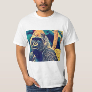 Alte Gorilla Original Abstrakter Dschungel Kunst T-Shirt