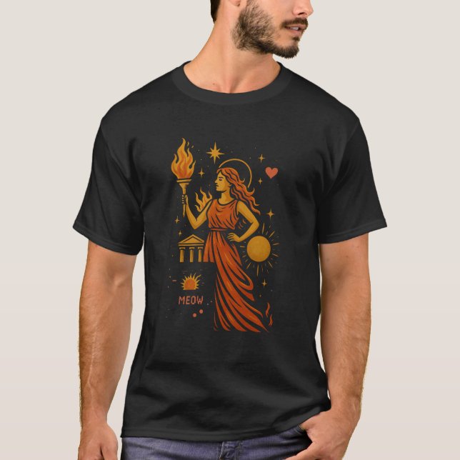 Alte Göttin trifft Retro Gaming - Mythologie Cat T-Shirt (Vorderseite)