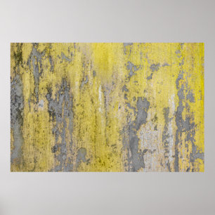 Alte graue Betonwand mit schälender gelber Farbe. Poster