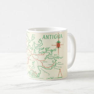 Alte Green & Red Map Antigua Tasse