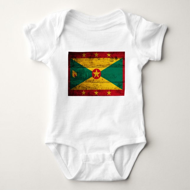 Alte Grenada-Holzflagge Baby Strampler (Vorderseite)