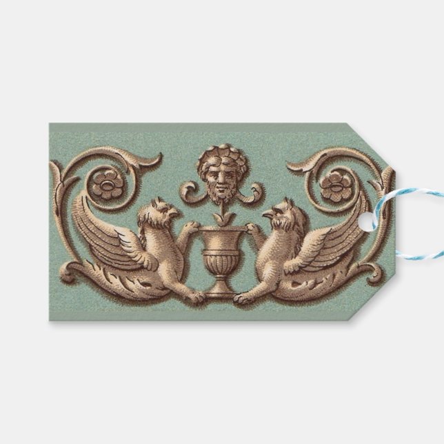 alte griechische Maske zwischen zwei Phöniden Geschenkanhänger (Vorderseite (Horizontal))