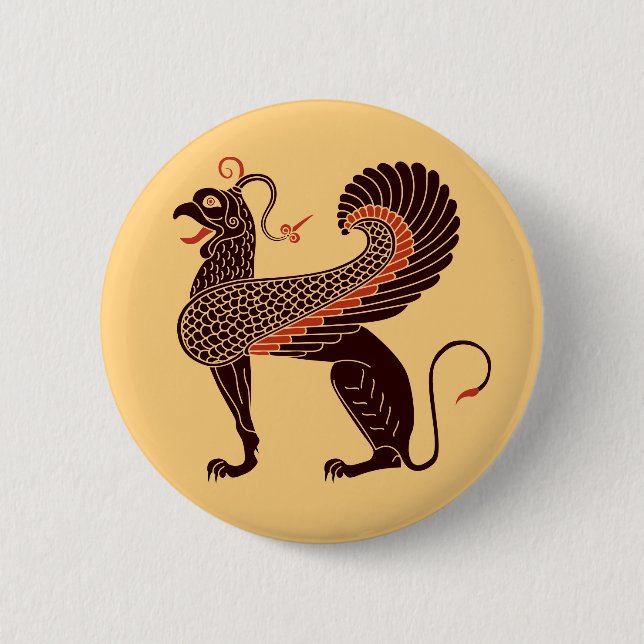 Alte griechische Mythologische Bestie Griffin Button (Vorderseite)