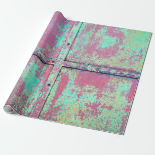 Alte grün gestrichene Wand mit Rosttextur. Grunge Geschenkpapier
