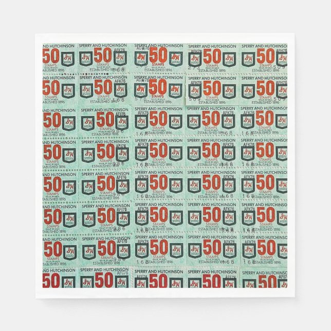 Alte grüne Briefmarke Serviette (Vorderseite)