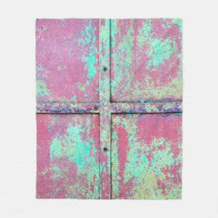 Alte grüne Wand mit Roststruktur. Grunge Fleecedecke