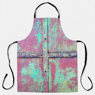 Alte grüne Wand mit Roststruktur. Grunge Schürze