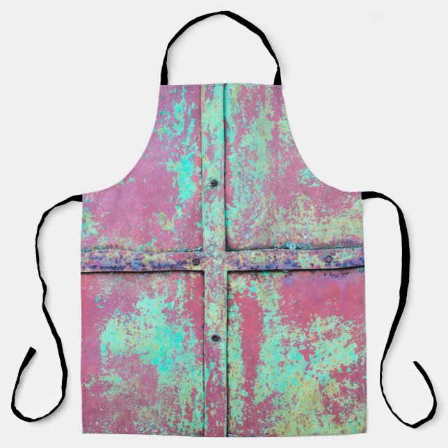 Alte grüne Wand mit Roststruktur. Grunge Schürze (Vorderseite)