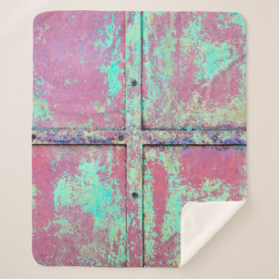 Alte grüne Wand mit Roststruktur. Grunge Sherpadecke