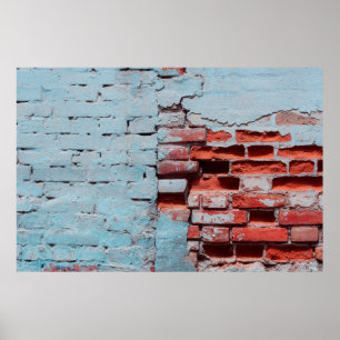 Alte grungy Ziegelwand mit natürlichen Defekten. S Poster