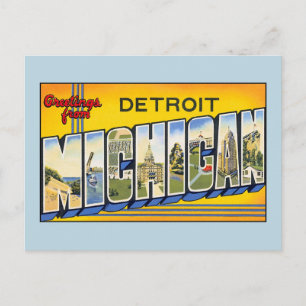 Alte Grüße aus Detroit Michigan Postkarte
